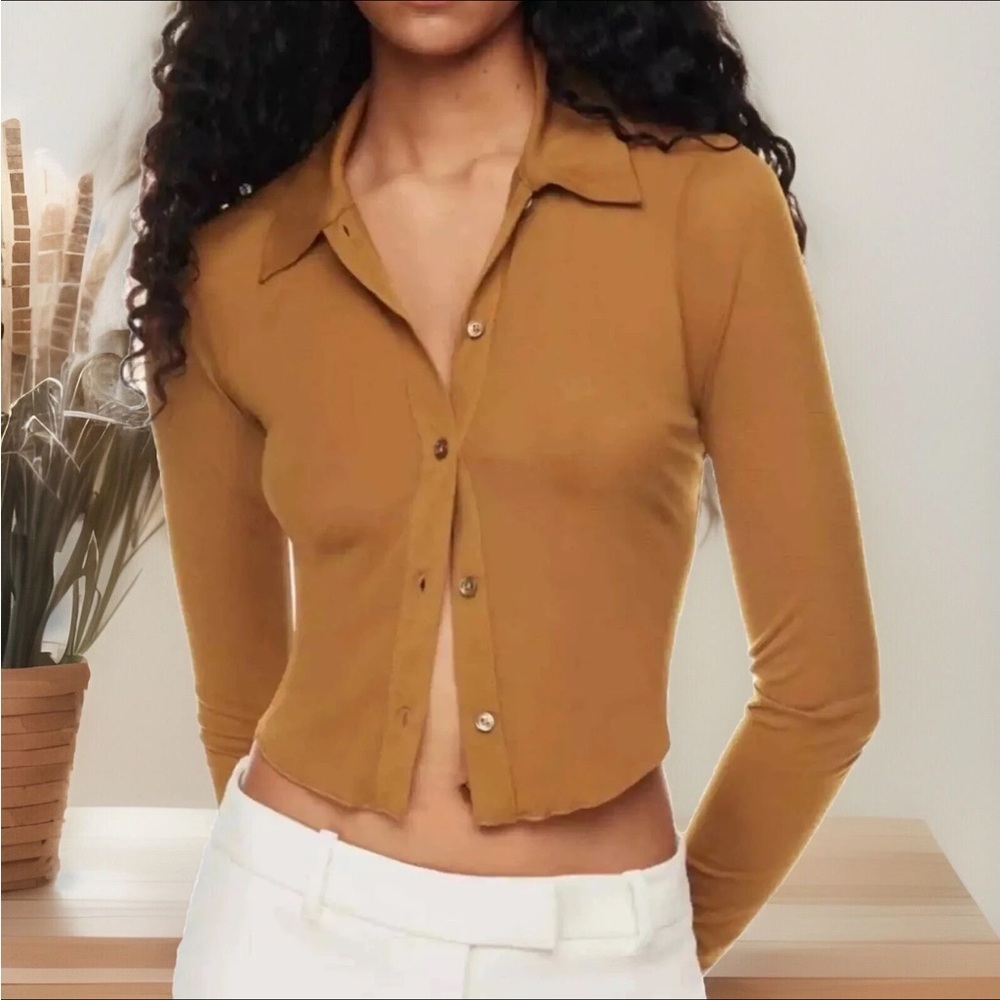 WILFRED ARITZIA Blouse Womens 2X-Large Pumpkin Orange Pose Waist Button Down
